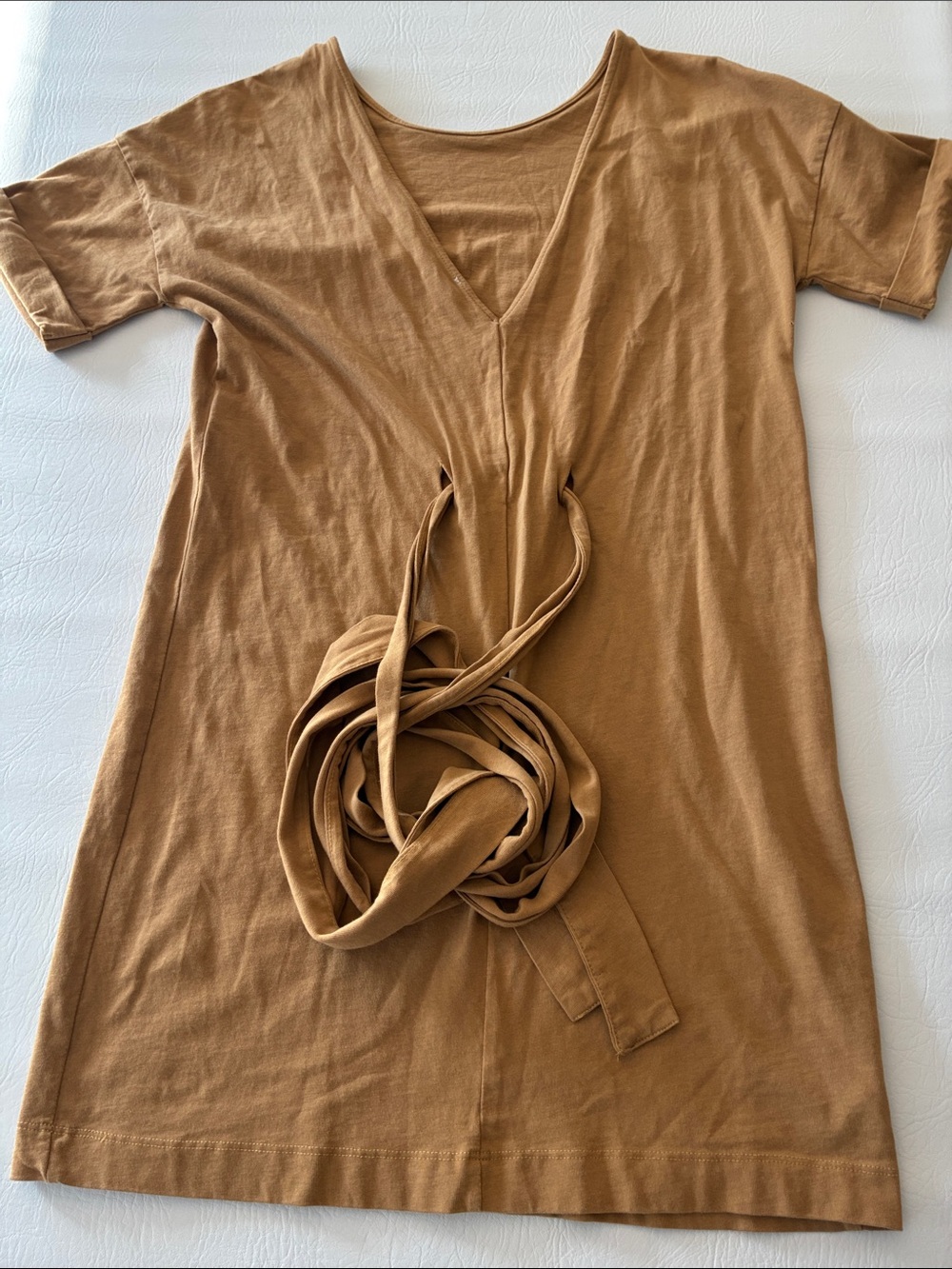 Zara Camel V-Neck Tie-Front Tunic